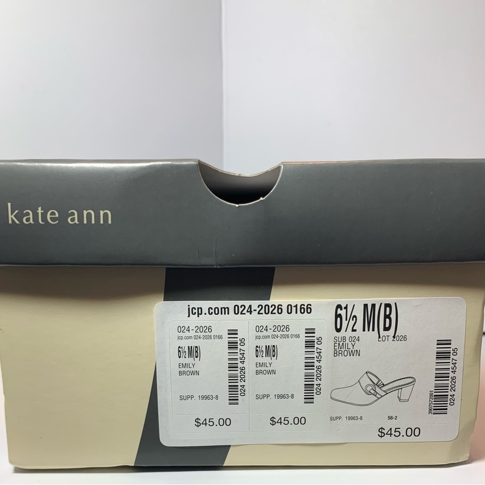 🎒 BTS SALE 📚 Kate Ann Emily Brown Block Heel Mule Shoes Square Toe Women’s 6.5 N - Picture 10 of 11